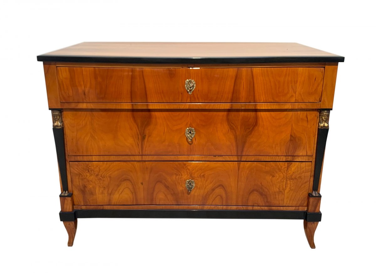 Empire Commode / Chest Of Three Drawers With Caryatids, South Germany Circa 1815-photo-2