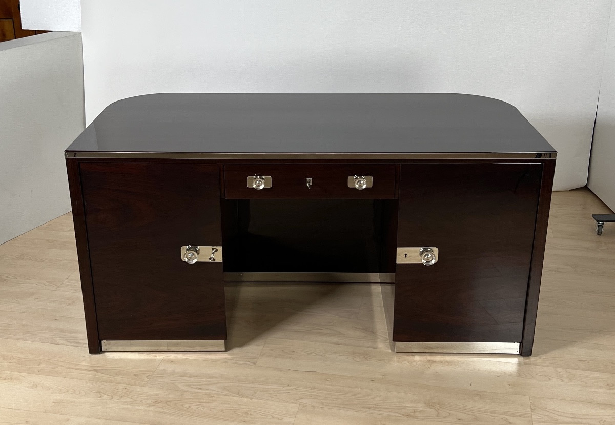 Bureau Bauhaus d'Origine Restauré Par Erich Diekmann, Palissandre, Allemagne Vers 1925-photo-2