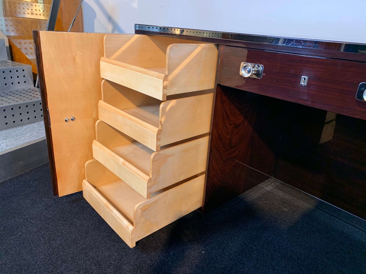 Original Bauhaus Desk By Erich Diekmann, Restored, Rosewood, Germany Circa 1925-photo-5