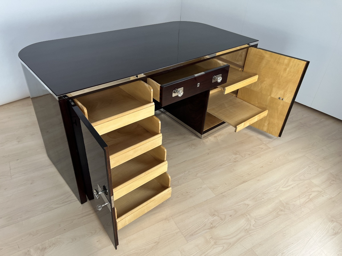 Bureau Bauhaus d'Origine Restauré Par Erich Diekmann, Palissandre, Allemagne Vers 1925-photo-2