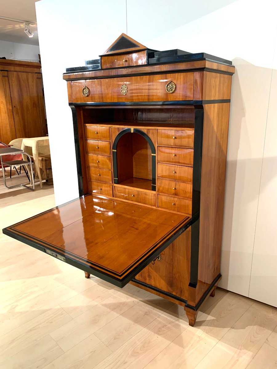 Early Biedermeier Secretaire, Cherry Veneer, South Germany Circa 1820-photo-4