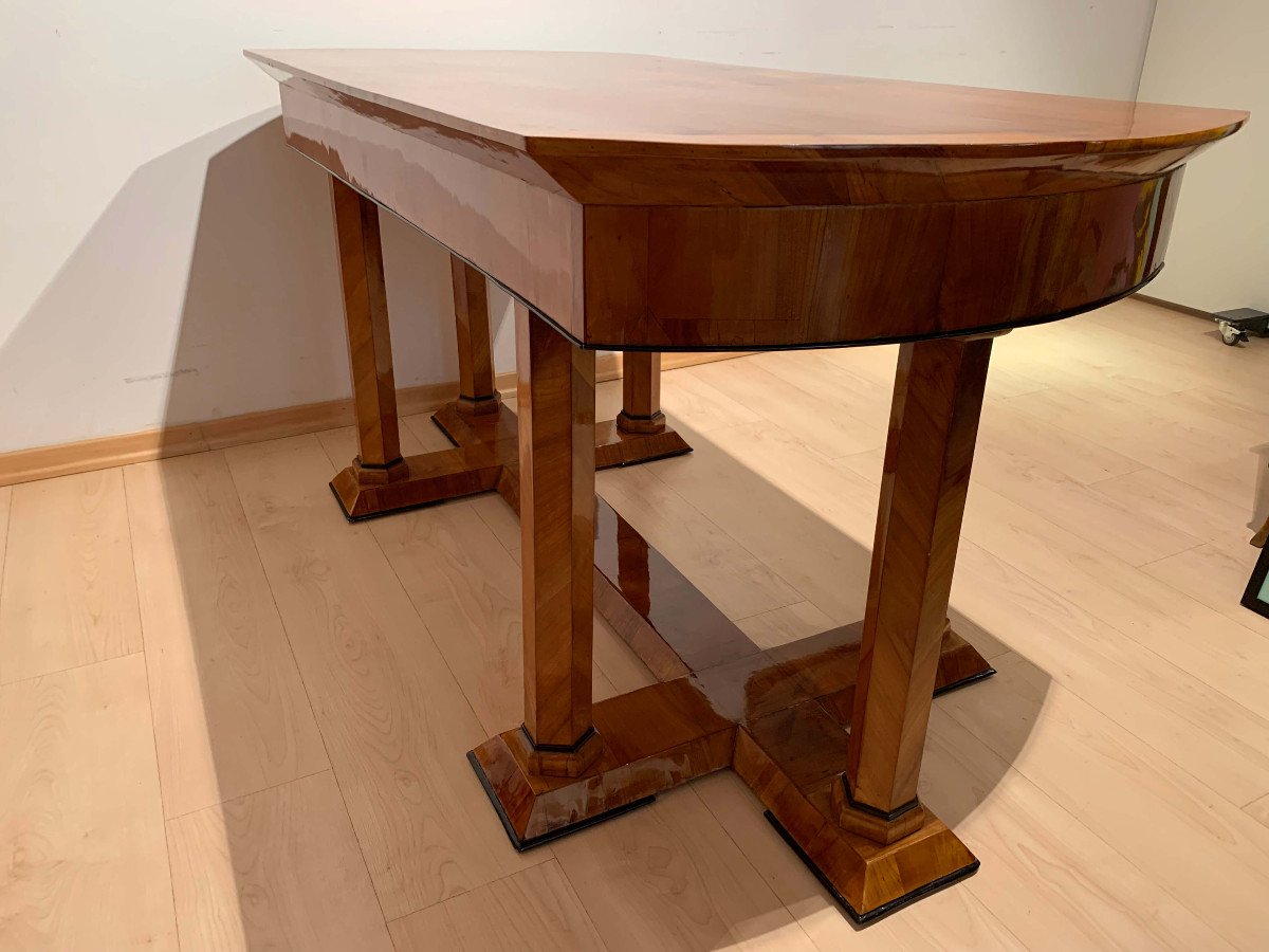 Biedermeier Desk, Cherry Veneer, Six Columns, Austria Circa 1830-photo-6