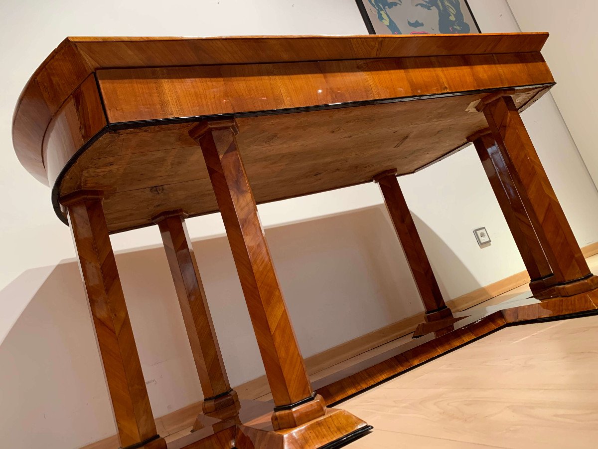 Biedermeier Desk, Cherry Veneer, Six Columns, Austria Circa 1830-photo-8