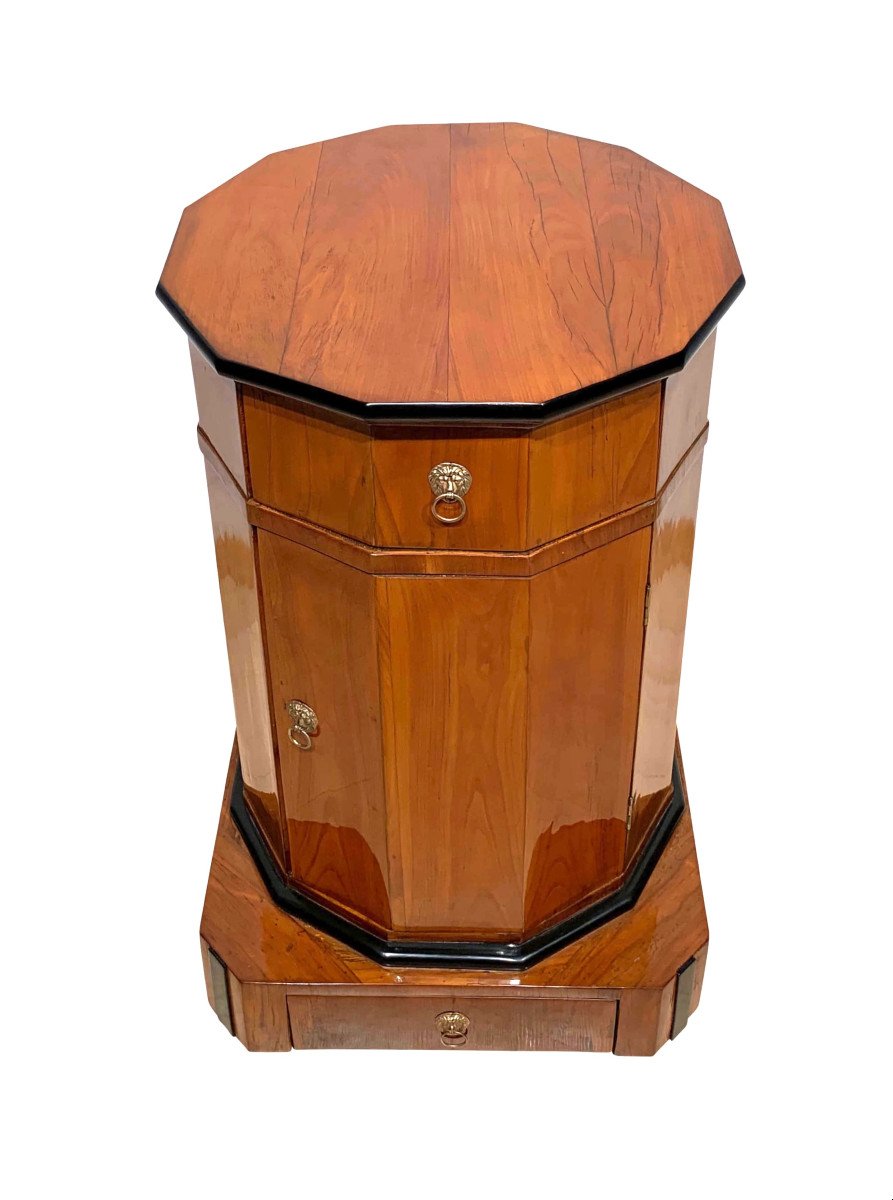 Twelve-sided Biedermeier Drum Table, Cherry Veneer, Austria, Vienna, Circa 1830-photo-2