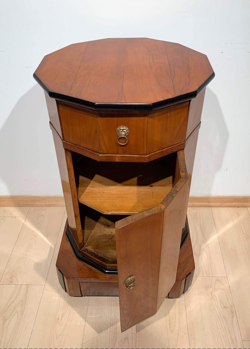 Twelve-sided Biedermeier Drum Table, Cherry Veneer, Austria, Vienna, Circa 1830-photo-3