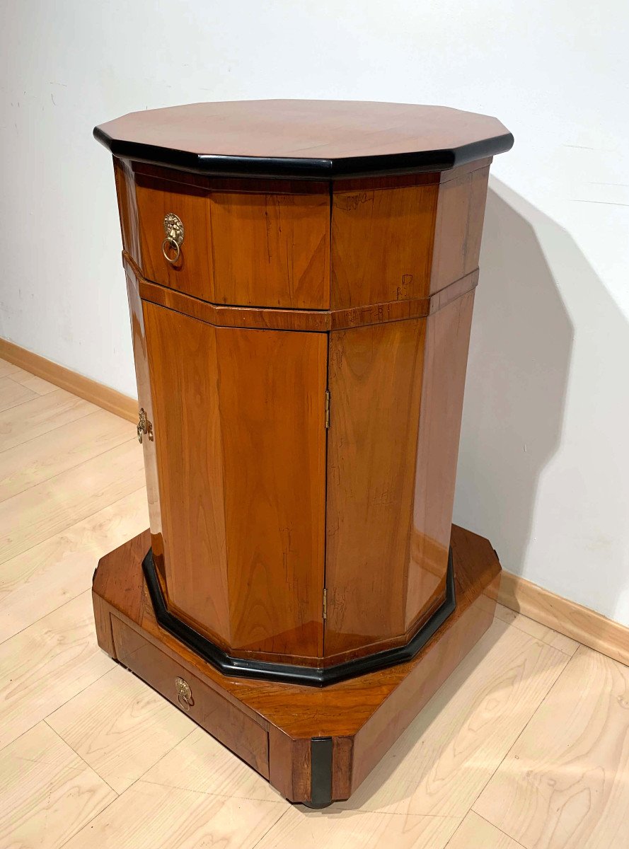 Twelve-sided Biedermeier Drum Table, Cherry Veneer, Austria, Vienna, Circa 1830-photo-2