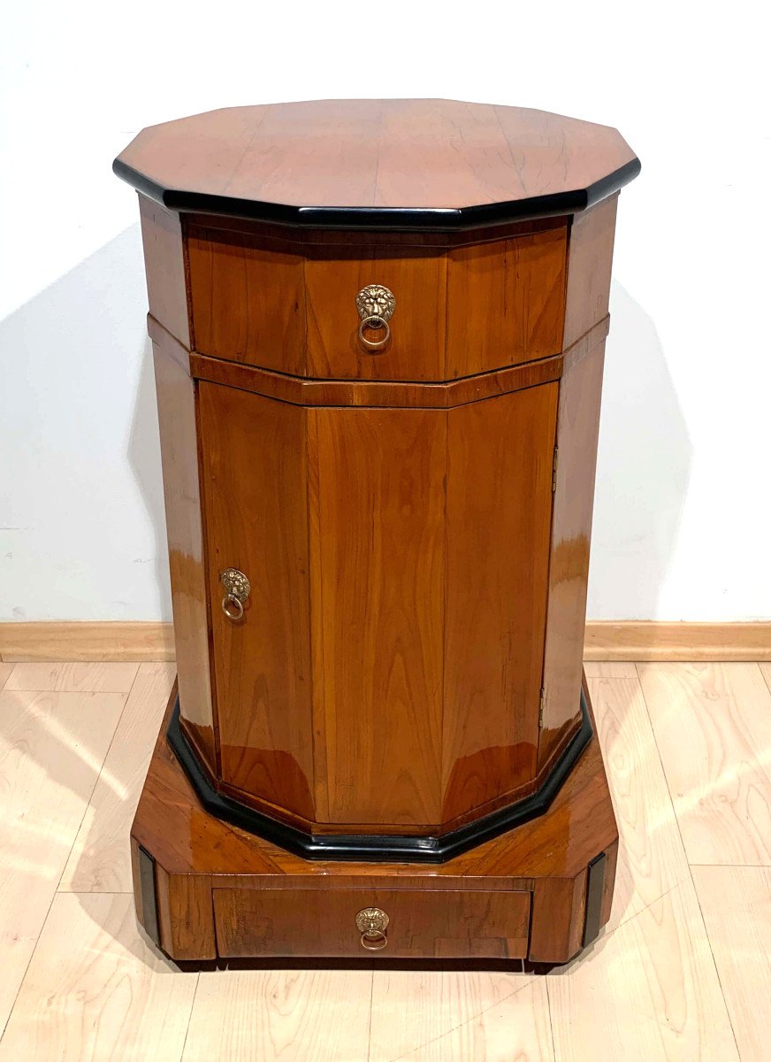 Twelve-sided Biedermeier Drum Table, Cherry Veneer, Austria, Vienna, Circa 1830-photo-3