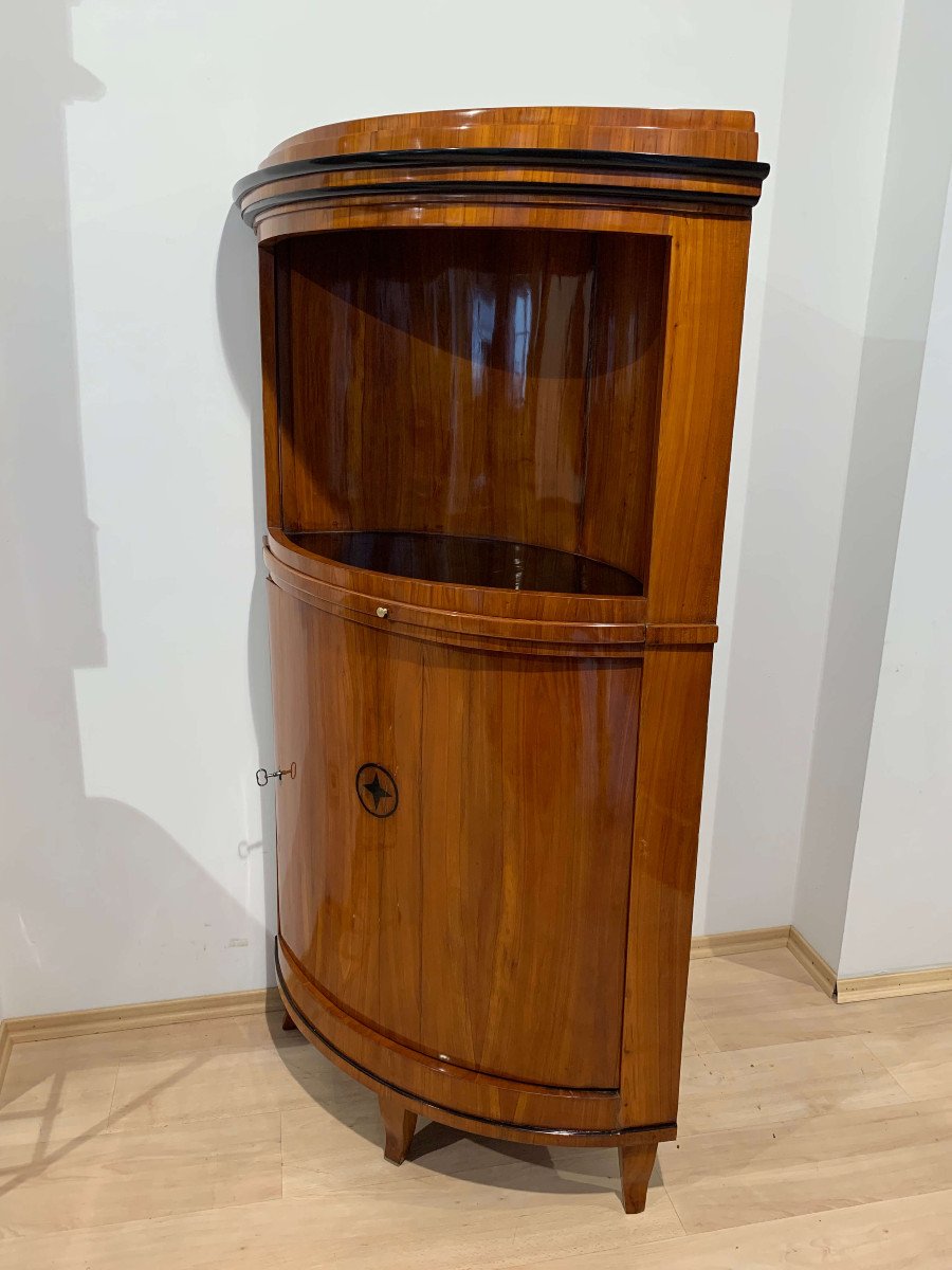 Biedermeier Corner Cabinet, Cherry Veneer, South Germany Circa 1820-photo-4