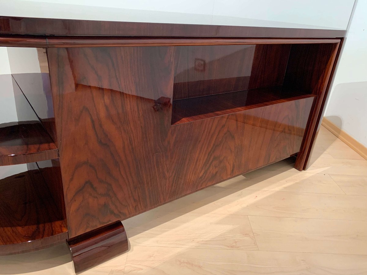 Art Deco Rosewood Executive Desk With Leather Swivel Armchair, France, 1930-40-photo-4