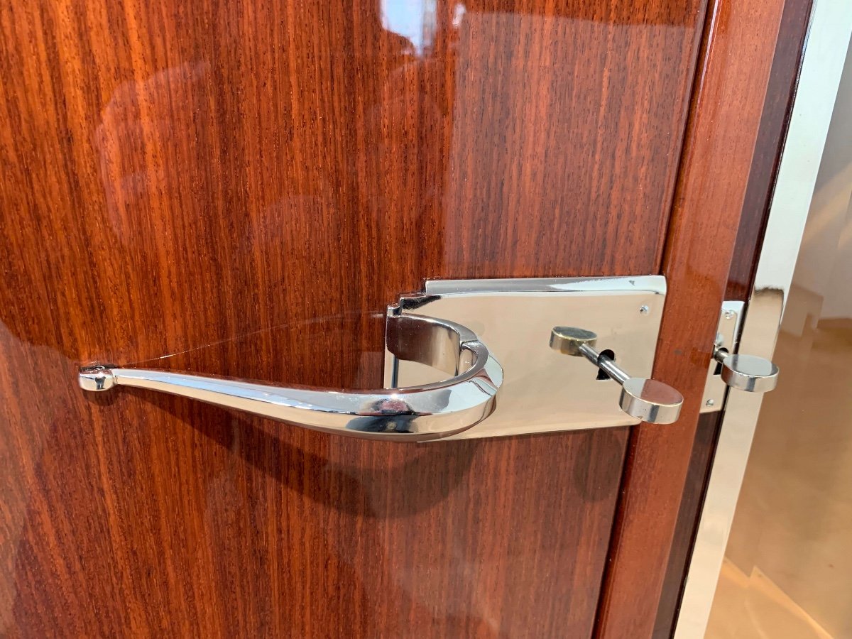 Enfilade / Buffet Art Déco, Palissandre, Macassar, Nickel, Verre, France Vers 1930-photo-7