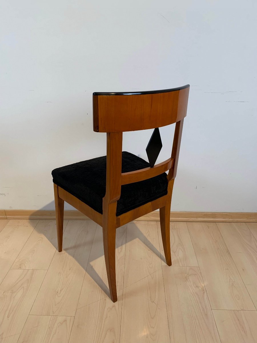 Suite De 4 Chaises Biedermeier, Merisier, Allemagne Du Sud Vers 1820-photo-2