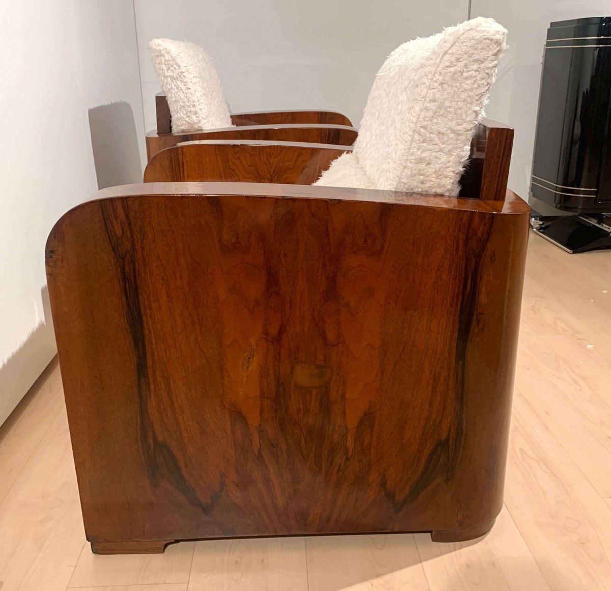 Fauteuil Club Art Déco, Placage De Noyer, France Vers 1930-photo-3