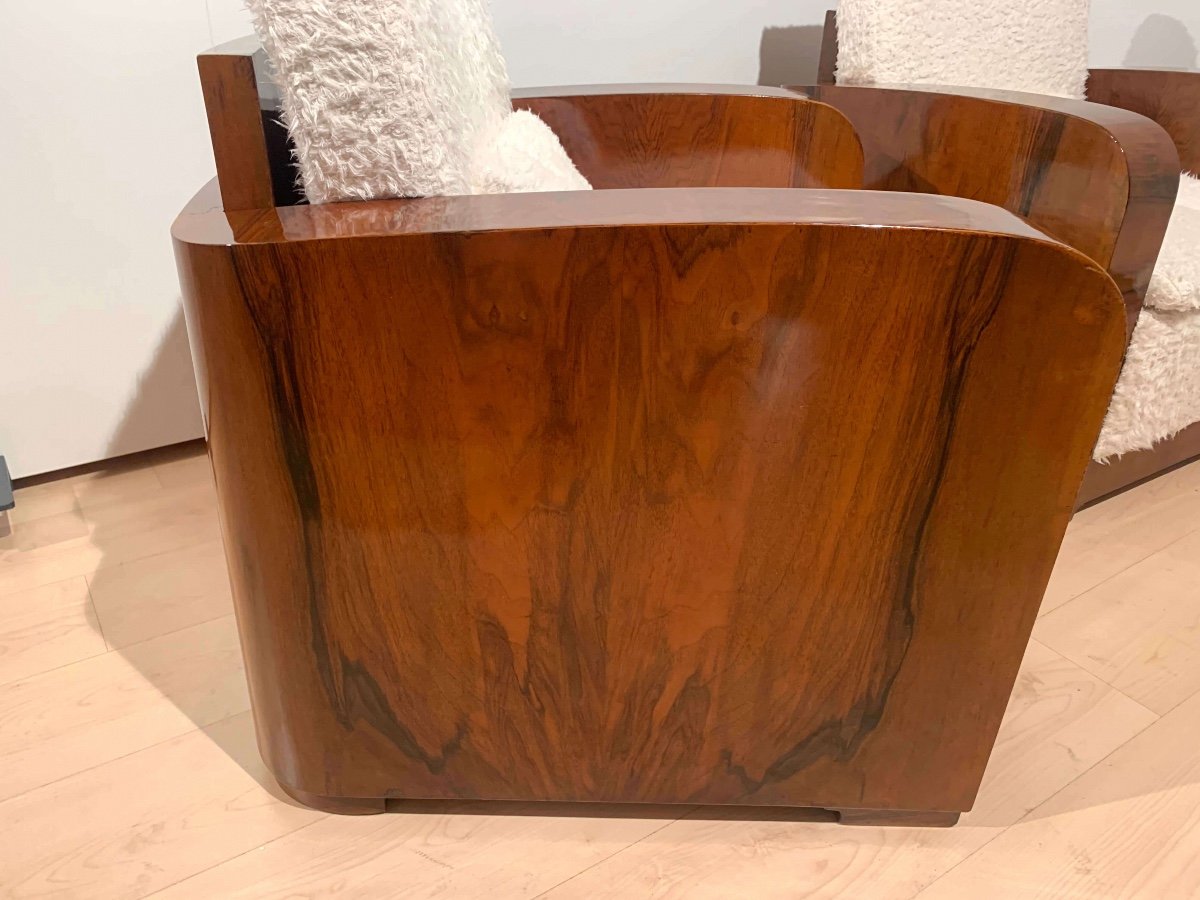 Fauteuil Club Art Déco, Placage De Noyer, France Vers 1930-photo-4