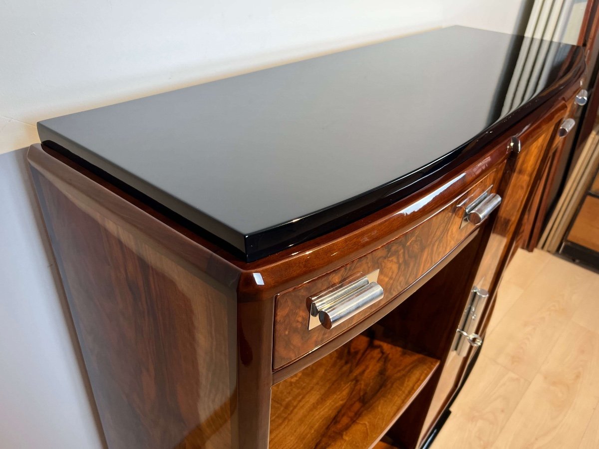 Small Art Deco Sideboard With Open Shelf, Walnut Veneer, France Circa 1930-photo-5