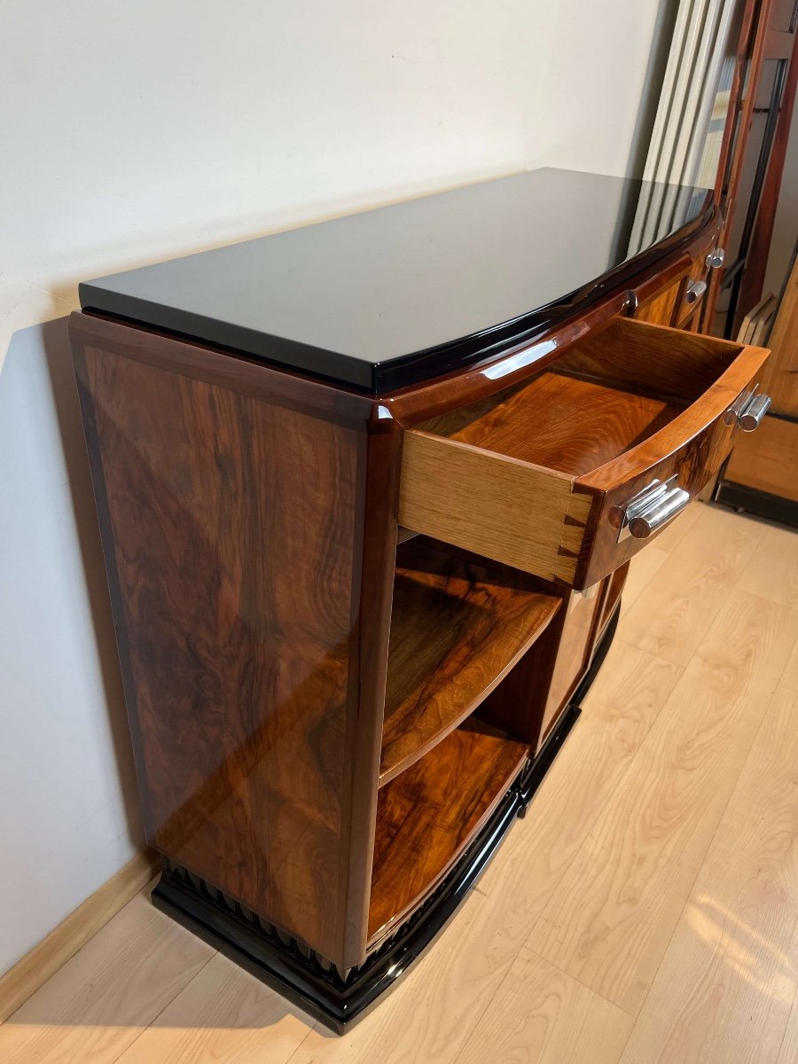 Small Art Deco Sideboard With Open Shelf, Walnut Veneer, France Circa 1930-photo-6