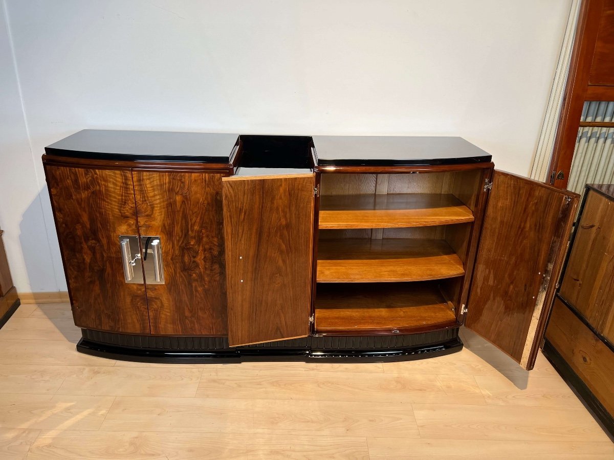 Enfilade Art Déco, Placage De Noyer Et Laque Noire, France Vers 1930-photo-3