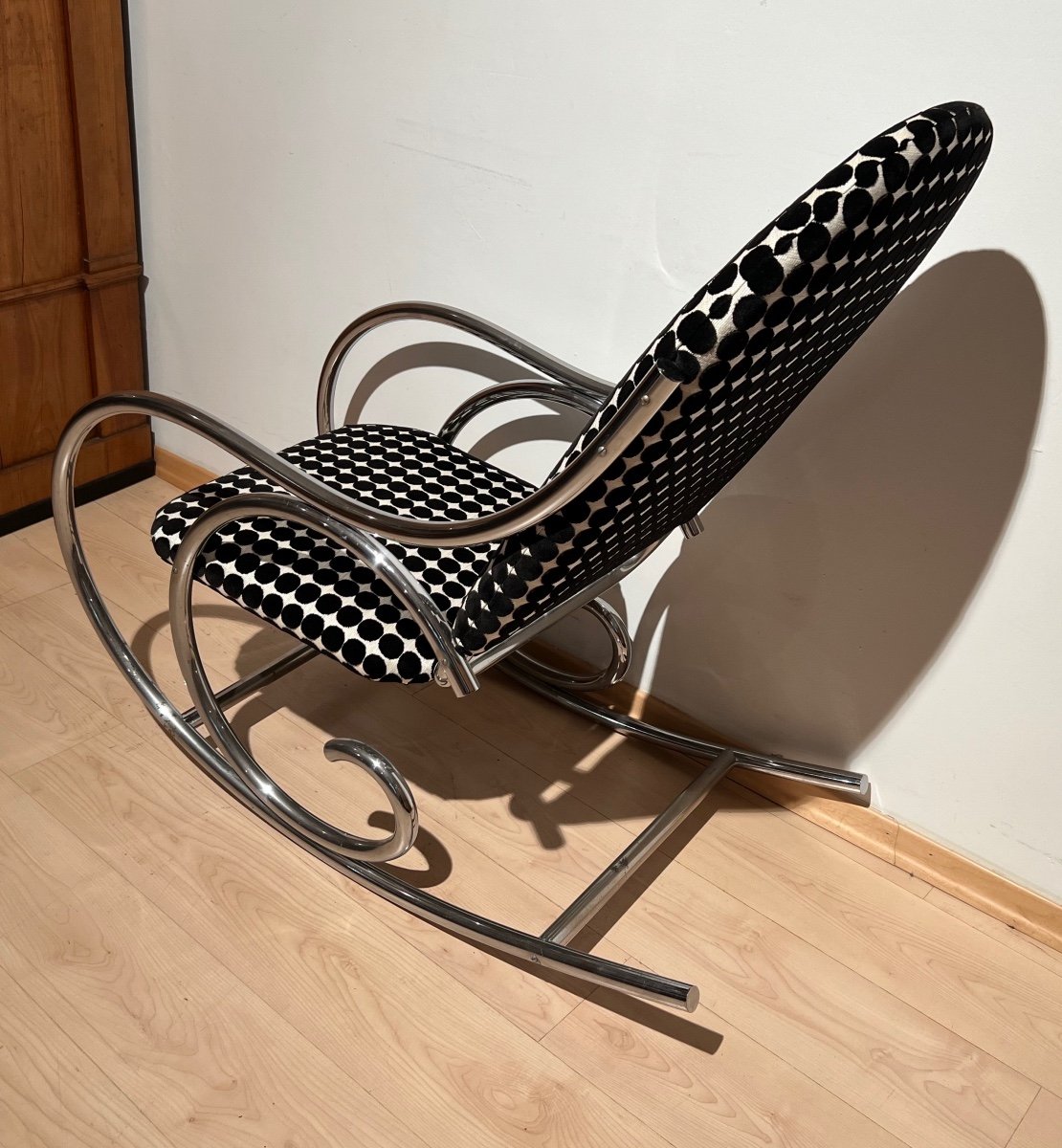 Chaise à Bascule Bauhaus, Acier Tubulaire Chromé, Allemagne Vers 1930-photo-3