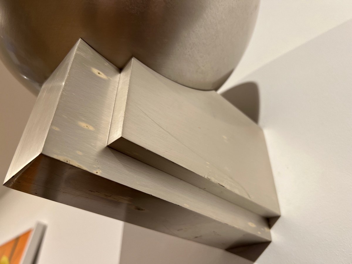 Pair Of Art Deco Wall Lamps By Jean Perzel, Brushed Nickel, France Circa 1930-photo-4