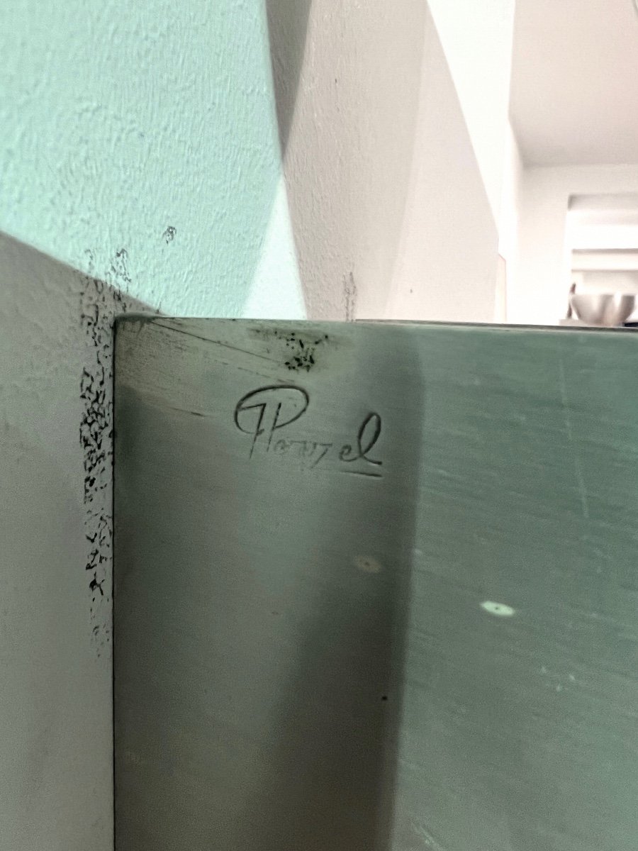 Pair Of Art Deco Wall Lamps By Jean Perzel, Brushed Nickel, France Circa 1930-photo-5