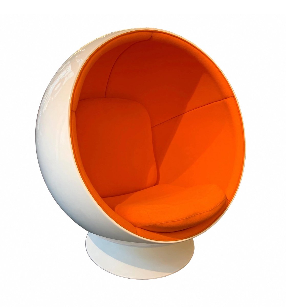 Chaise Ball d'Eero Aarnio, Orange Et Blanche, Adelta, Finlande Circa 1980/90s