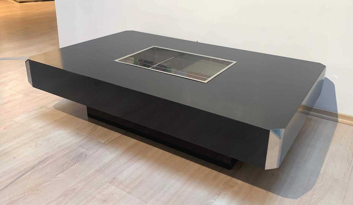 Table Basse Par Willy Rizzo Pour Mario Sabot, Stratifié Sur Bois, Chrome, Italie, 1970s-photo-2