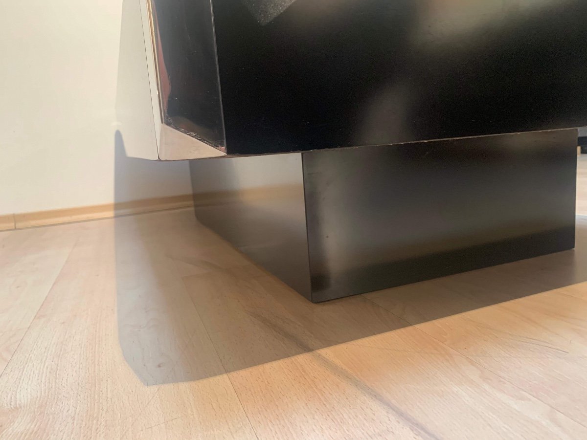 Table Basse Par Willy Rizzo Pour Mario Sabot, Stratifié Sur Bois, Chrome, Italie, 1970s-photo-4