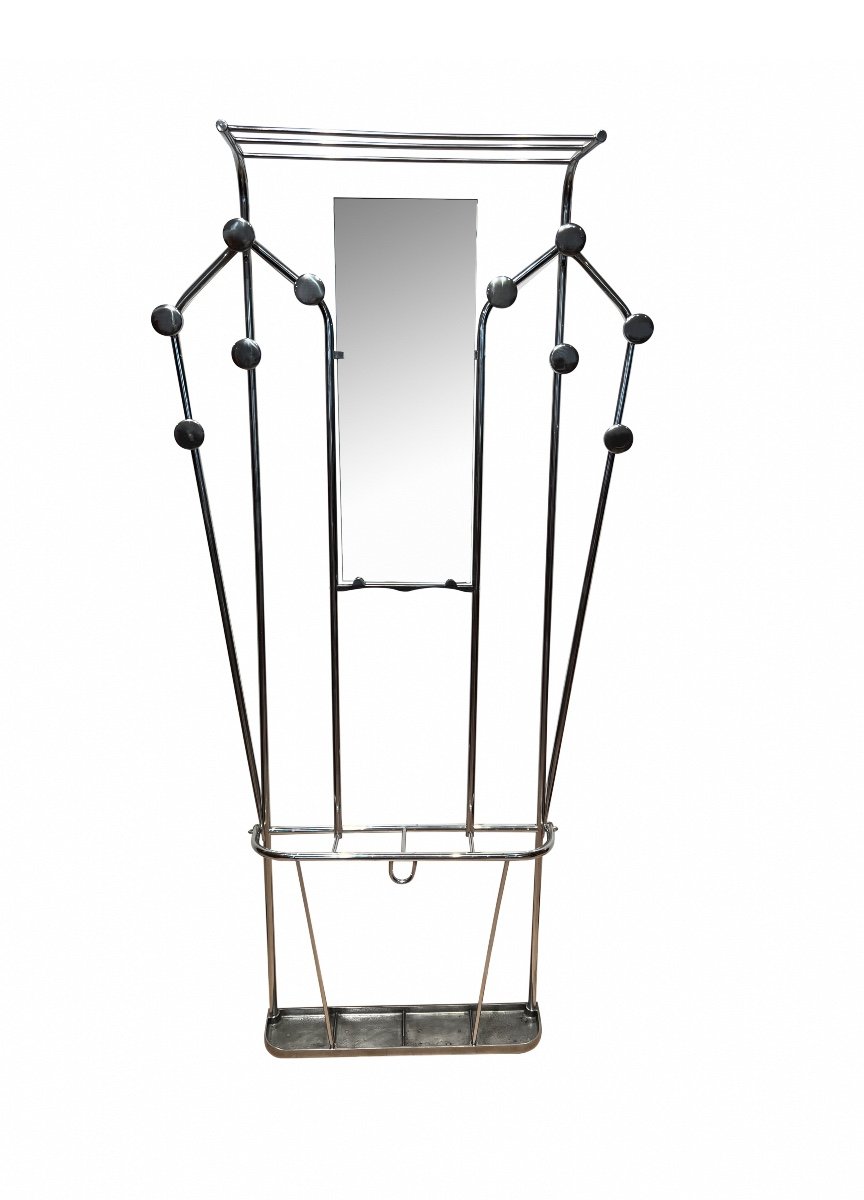 Porte-manteau mural Art Déco, Tubes En Aluminium, France Circa 1930