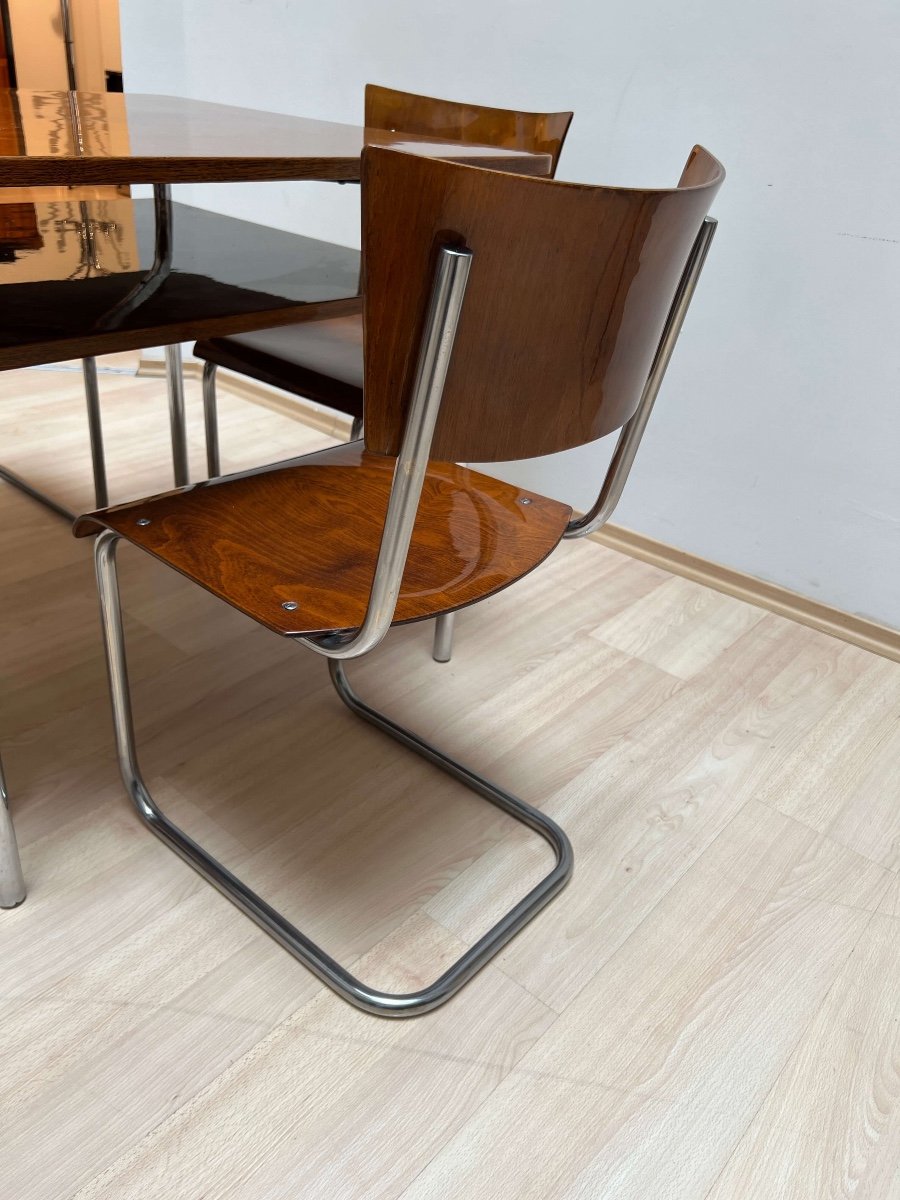 Groupe De Sièges Bauhaus Par Mart Stam, Tubes d'Acier Et Bois, Allemagne/tchèque, Vers 1930-photo-5