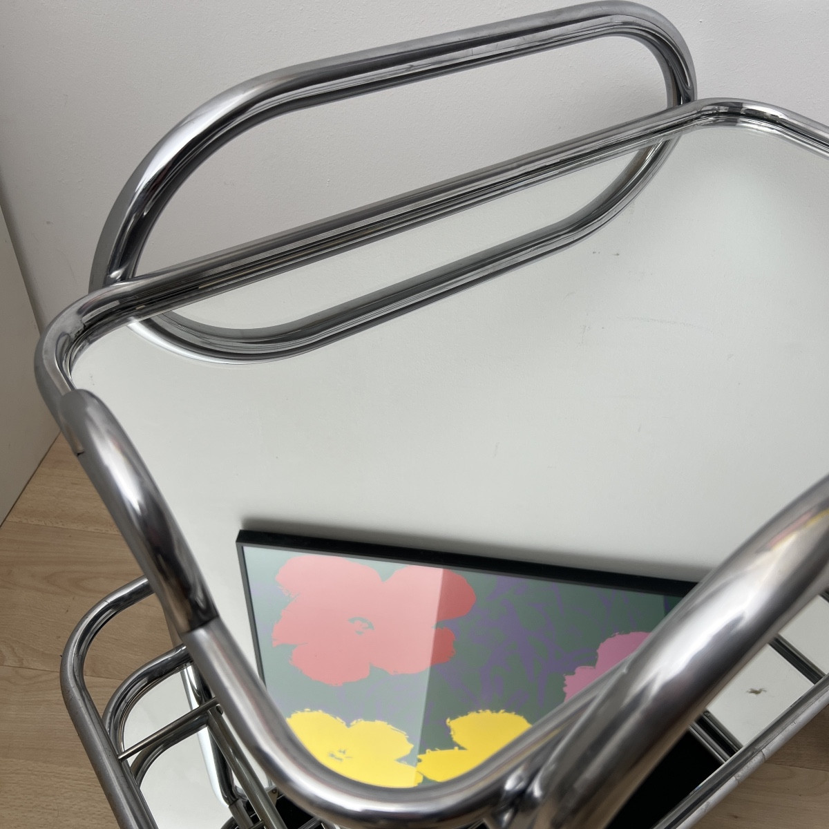 Chariot De Bar Ou De Service Art Déco, Tubes d'Acier Chromés, France Vers 1925-photo-4