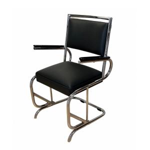 Bauhaus Cantilever Armchair, Chromed Tubular Steel, Leather, Germany Circa 1930