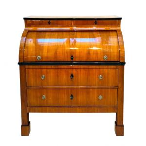 Biedermeier Roll-top Secretaire, Placage De Cerisier, Allemagne Du Sud Vers 1820