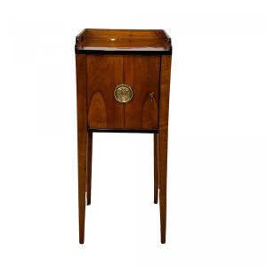 Biedermeier Bedside Table, Cherry Veneer And Brass, South Germany Circa 1820