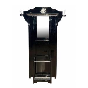 Art Deco Wardrobe With Mirror, Black Lacquer, Silver Leaf, Germany Circa 1925