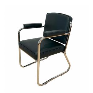 Fauteuil Bauhaus, Acier Tubulaire, Cuir, Allemagne Vers 1930