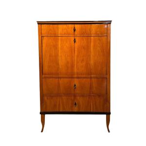 Biedermeier Secretaire, Cherry Veneer, Mahogany, South Germany Circa 1820