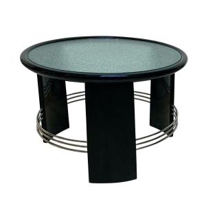 Table Basse Art Déco, Laque Noire, Chrome, Verre, France Vers 1930