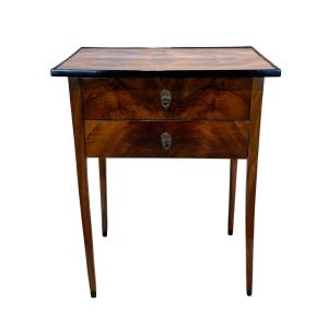 Biedermeier Side Table, Walnut, Brass, Austria Circa 1820