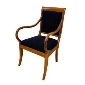Fauteuil Biedermeier, Noyer, Boucle Noire, Allemagne du Sud circa 1835