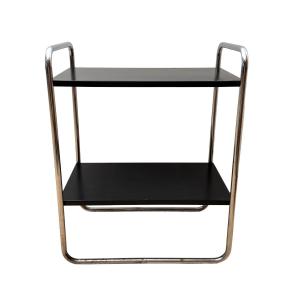 Steeltube Side Table By Mauser Werke, Black And Chrome, Germany, Circa 1950