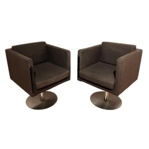 Paire de fauteuils pivotants cubiques de Lensvelt, Pays-Bas Vers 2000
