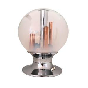 Lampe de table Space Age, Selenova, verre, chrome, cuivre, Italie, années 1970