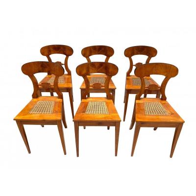 Set Of Six Biedermeier Board Chairs, Austria Circa 1830