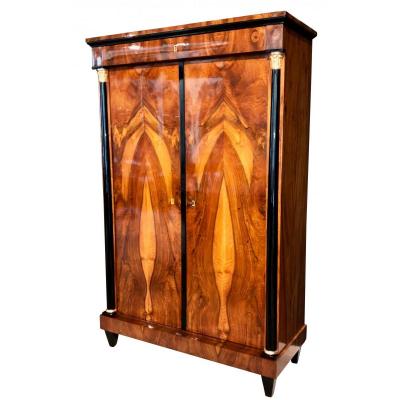 Biedermeier Armoire, Walnut Veneer, South Germany, Circa 1820