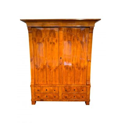 Large Biedermeier Armoire, Cherry Veneer, Rhineland, Germany, Circa 1820