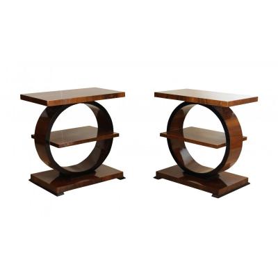 Art Deco Side Table, Walnut Veneer, France, Circa 1925
