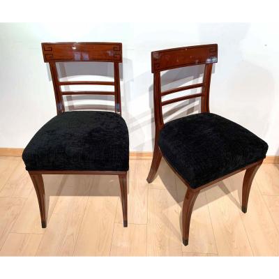 Pair Of Biedermeier Side Chairs, Mahogany, Austria / Vienna Circa 1820