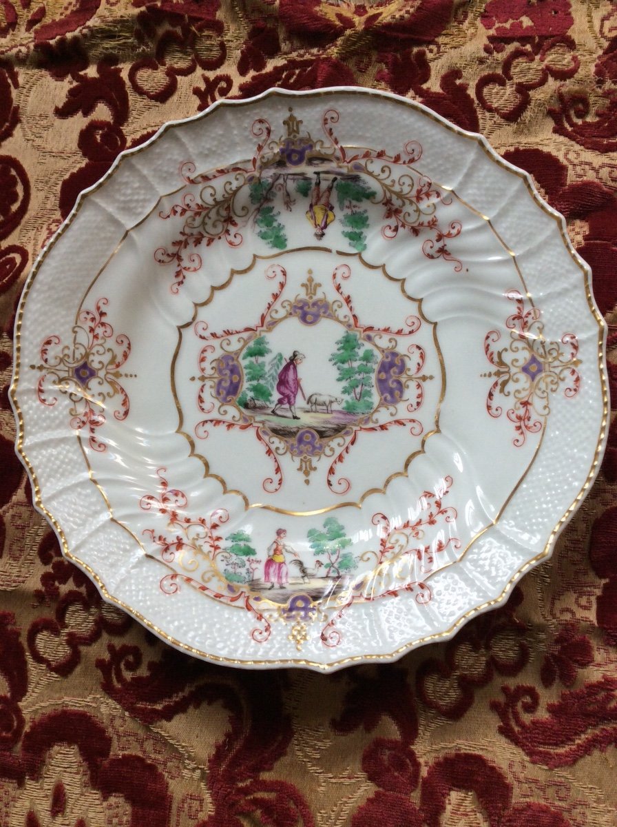 Six Porcelain Plates Manufacture Samson 19th Century 