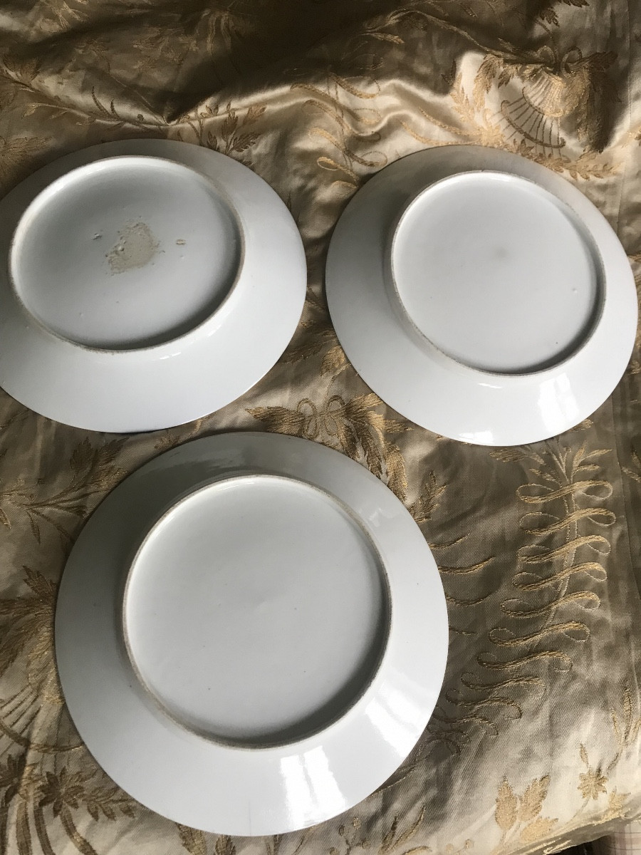 Six Plates And A Porcelain Dish With Cornflower Decoration, Late 18th Century -photo-3