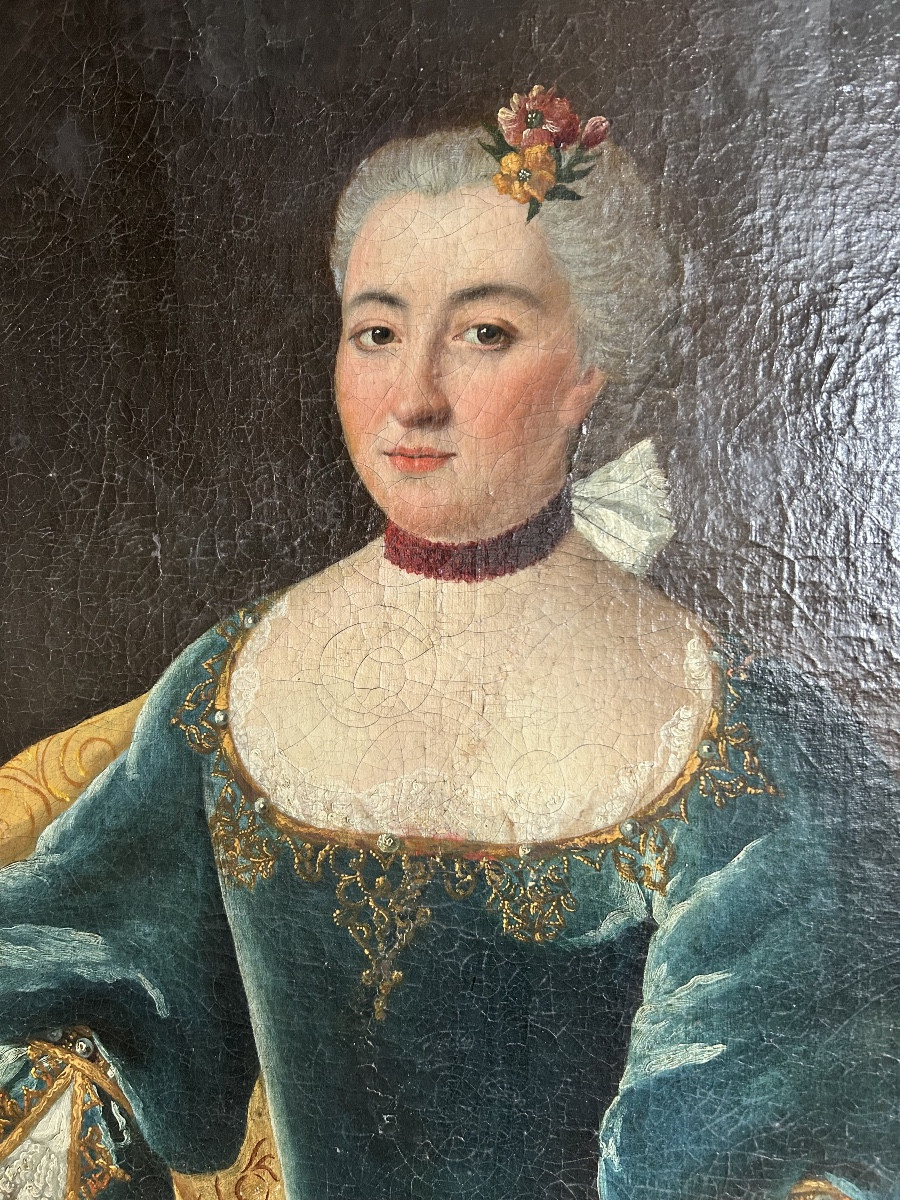 Portrait d’une élégante École Française suiveur  de Louis Richard François Dupont 1731 1765-photo-2