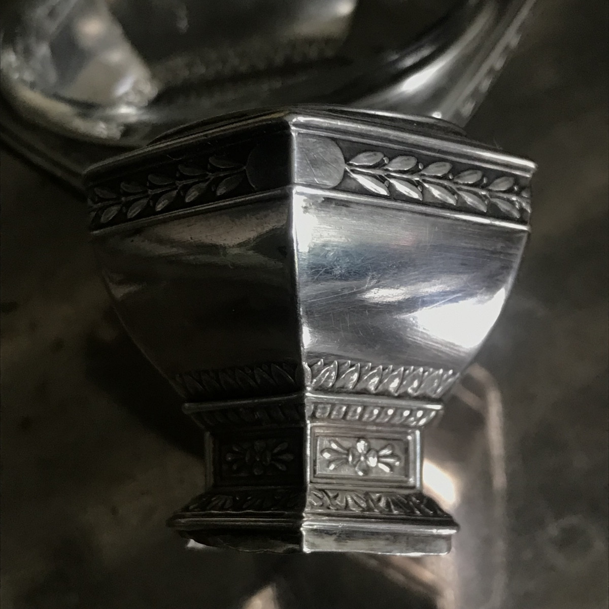 Paire de salières ou salerons XIX ème siècle en argent massif et verre-photo-3